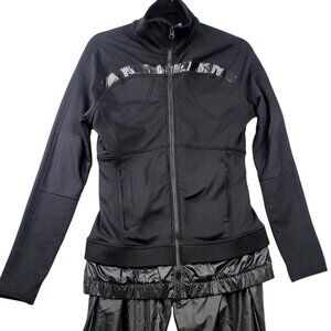 2014 Adidas Stella McCartney Black Medium Nylon Tracksuit Wet Look Shiny PVC